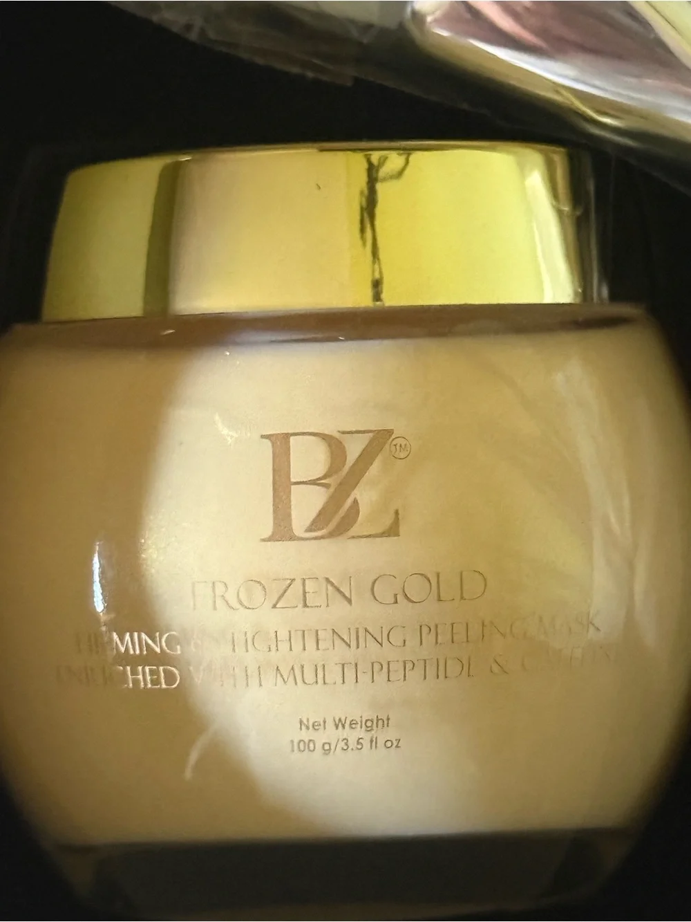 Below Zero Frozen Gold firming and tightening peeling mask, peptide and caffeine